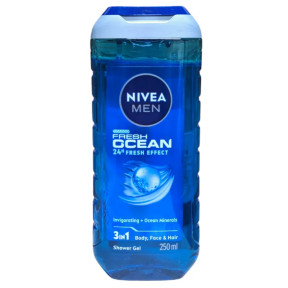 Гель для душу 3в1 для тіла, волосся та обличчя Nivea Men Fresh Ocean океанська свіжість, 250 мл